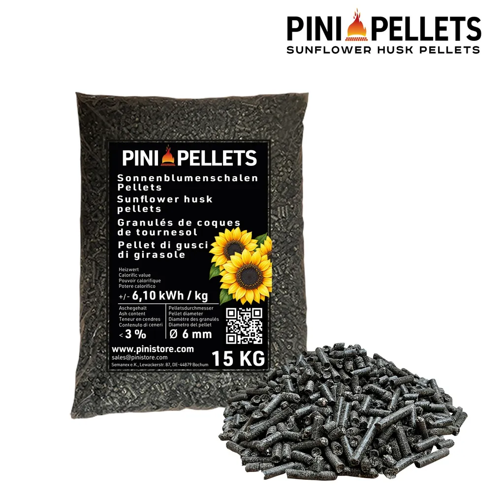 PINI Sonnenblumenschalen-Pellets 6 mm – Heizpellets, 480 kg pro Palette – Bild 3