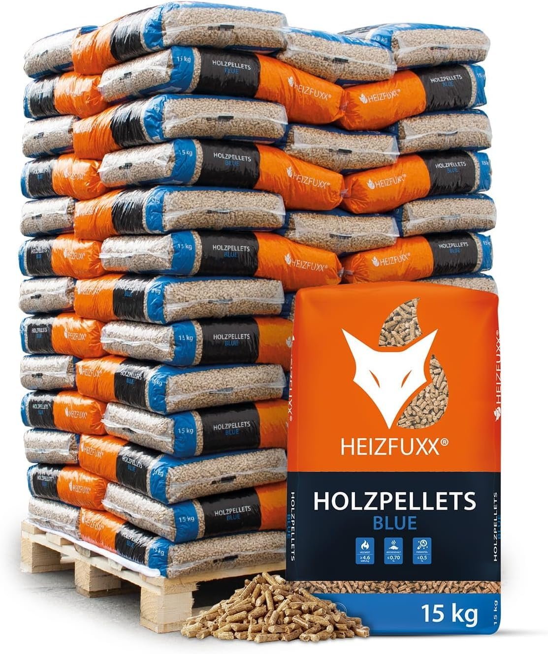 1 Palette – Holzpellets Blue ENplus A1/ 15kg x 65 Sack 975kg