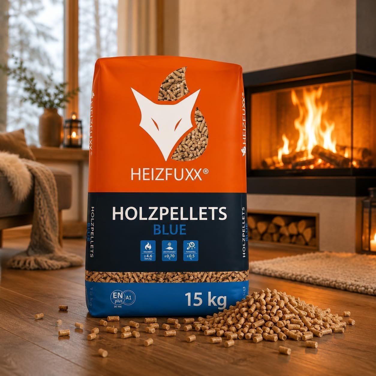 1 Palette – Holzpellets Blue ENplus A1/ 15kg x 65 Sack 975kg – Bild 3